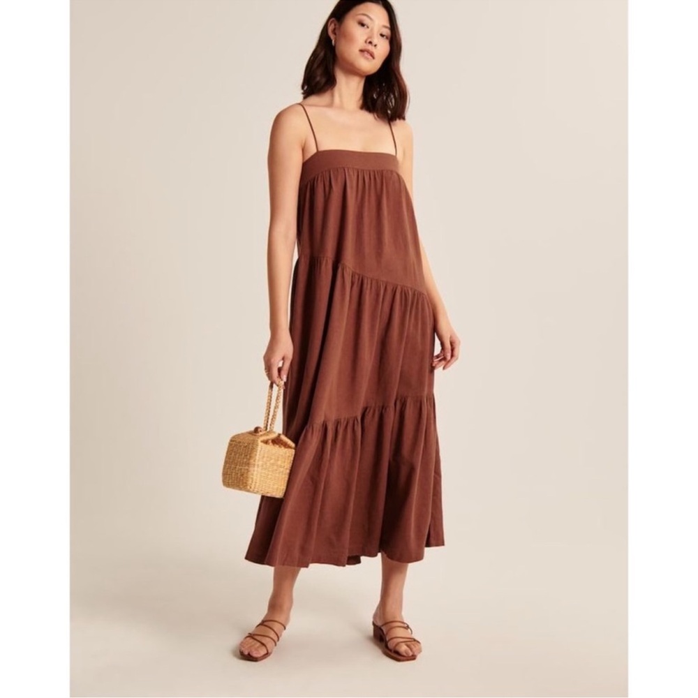 Abercrombie & Fitch Peach Tiered Maxi Dress - Picture 2 of 7